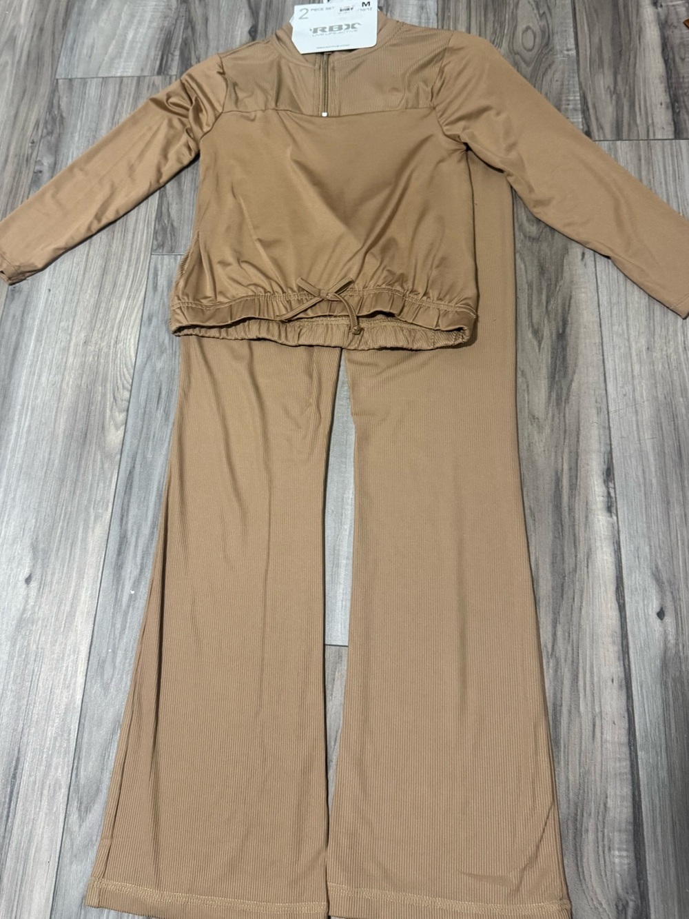 RBX Women's Knit Two-Piece Wide-Leg Set - Camel